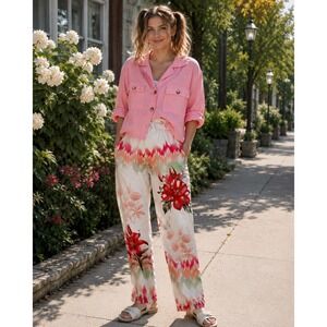 Elle Linen‎ Shirt and Floral Pants Set
